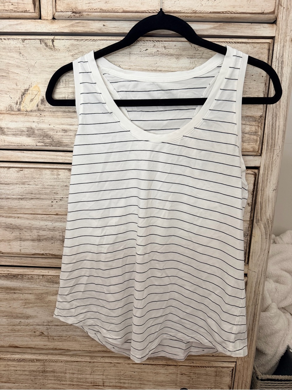 lululemon athletica White Tank Top with Thin Black Stripes